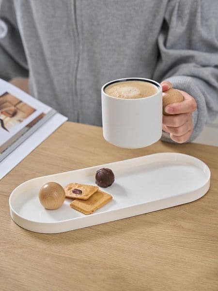 EpeiusHome Home storage tray kitchen beech ball handle tray with mug