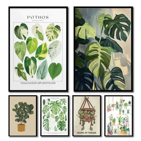 1pc Green Botanical Leaves Interior Art Print Houseplants Nature Indoors Canvas Wall Home Decor Calming Poster Foliage and Plant 26H0127