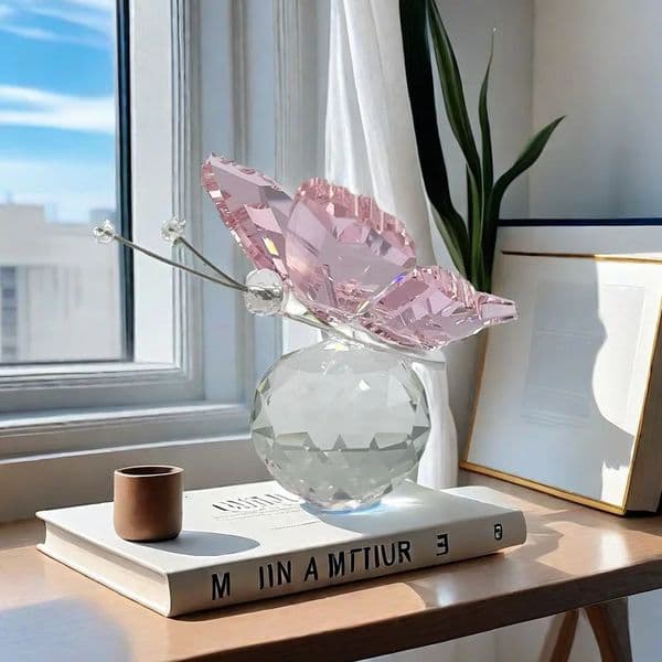 Crystal Cut Butterfly Ornament Decoration for Office Table Home Bedroom Ball Figurine Desk Window Ornaments Gifts 260127