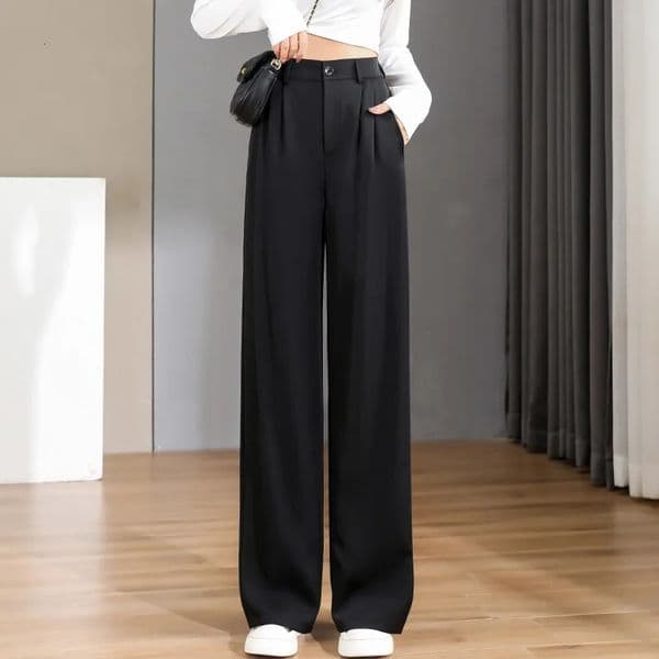 WomenS Loose Spring Summer 2025 High Waist Wide Legs Slim Casual Trousers Korean Fashion Trend Female Suit Straight Pants 260120BANJIA