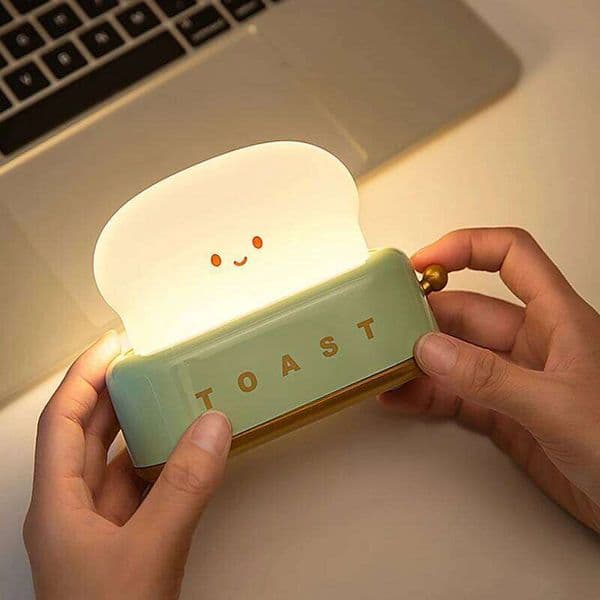 USB Rechargeable LED Bread Toast NightLight Creative Table Lamp for Bedroom Kids Room Holiday Decor Baby Gift Birthday Present 26H0127