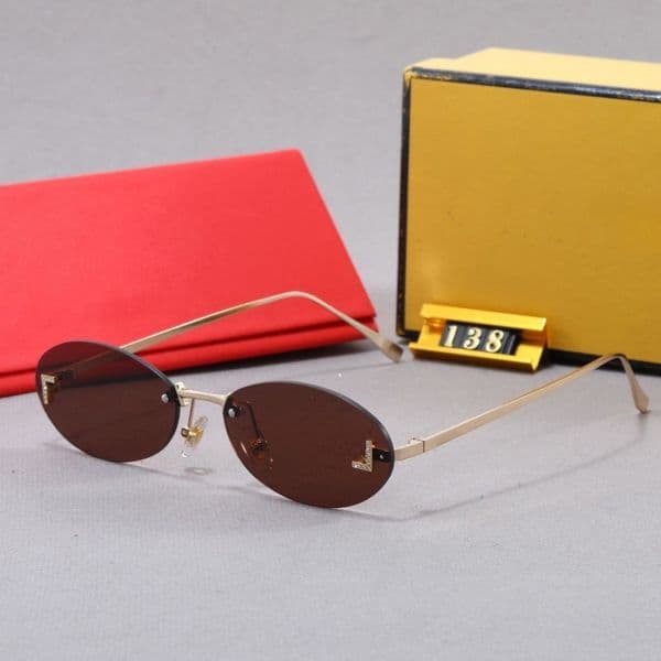 Designer Sunglasses with Small Frame Retro Fashion Anti-ultraviolet Diamond Rimless Sunglasses Trend