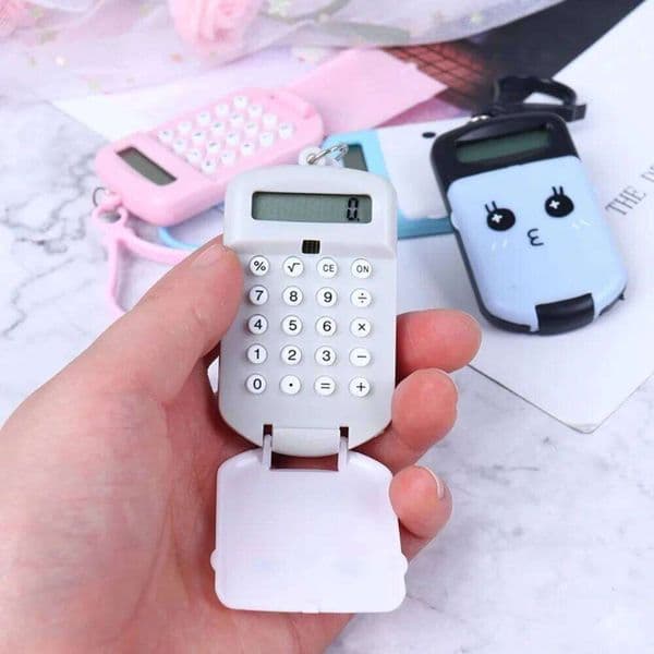 Portable Digits Cartoon Cute Keychain Kawaii Mini Calculator Pocket Size 8 Display Office Supplies 26Y0127