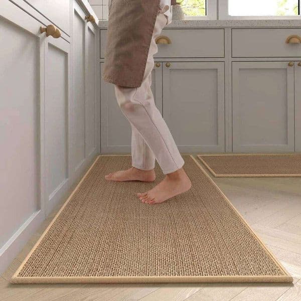 Washable Non-slip Rug Sisal Running Rug, Faux Woven Mat Kitchen Runners With Back Made Of Natural Rubber 26W0127