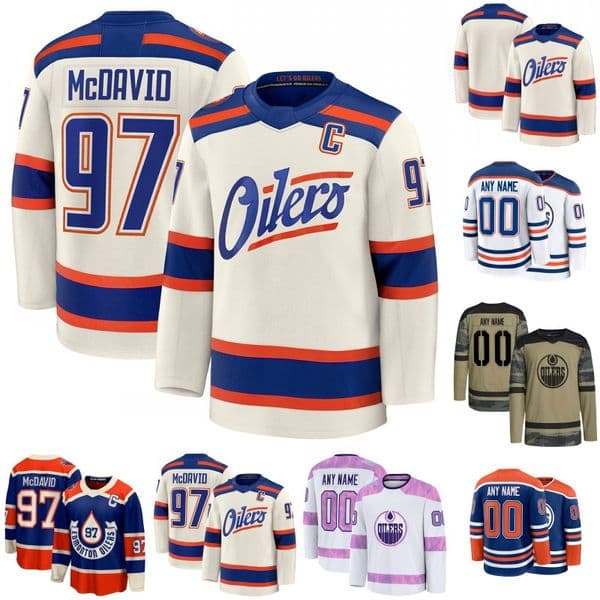 Edmonton McDavid Oilers Jersey Leon Draisaitl Ryan Nugent-Hopkins Zach Hyman Kasperi Kapanen Evan Bouchard Mattias Ekholm Darnell Nurse Tristan Jarry Custom