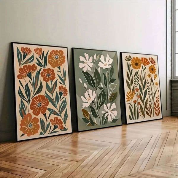 Bohemian Abstract Floral Canvas Printing Spring Wildflower Plant Wall Art Posters for Modern Living Room Bedroom Home Decor 26H0127