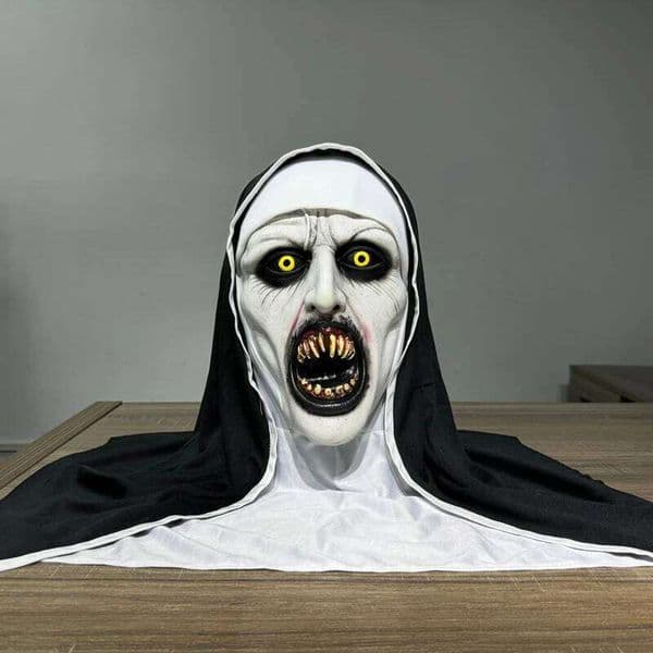 Mask Frightening Nun Costume Synthetic Latex Street Style Accessory Realistic Details Halloween Horror Theme Events 26Y0127