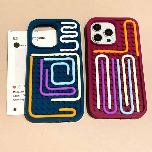 Fashion Funny Stuff DIY Lattice Maze Creative Toys Phone Case for iPhone 13 14 15 16 Pro Max Silicone Reliver Stress Soft Cover