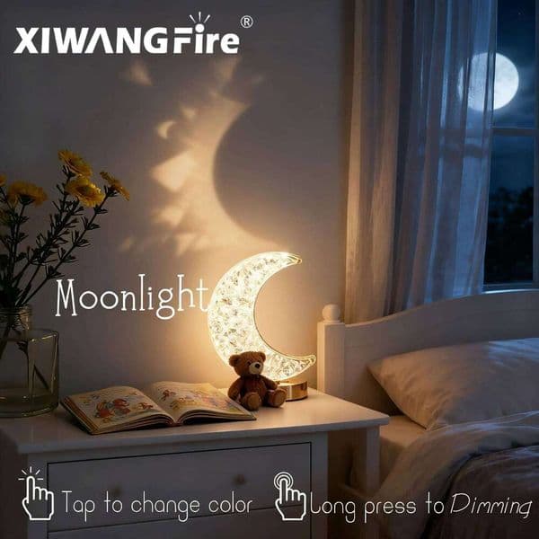 Star Led Night Light Rechargeable Crystal Table Touch Switch Dimmable Ramadan Room Decor Ambient 3D Moon Lamp Eid Gift 26H0127