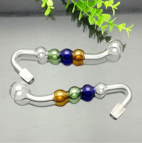 Smoking Pipes Aeecssories Glass Hookahs Bongs Colored 4-ball glass curved fryer