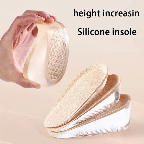 Silicone Height Increasing Insoles Invisible Heel Pads Shock Absorbing Insoles for Men and Women Foot Care Pads 260124