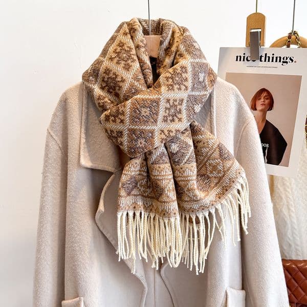 Women's designer autumn and winter plaid warm scarf, women's high-end sense, imitation cashmere shawl dual-use, winter thick scarfAAAAA