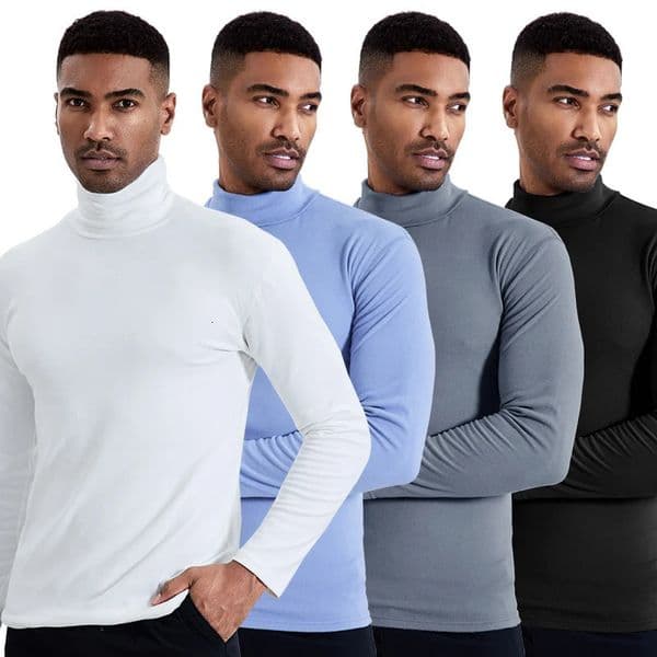Mens autumn and winter plus size solid color turtleneck bottoming shirt casual Joker fashion young men long sleeve warm T 260127