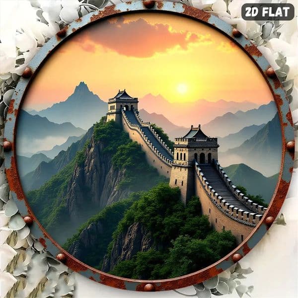 Great Wall of China Aluminum Sign Vintage Wall Art Holiday Decor 8 Inch Round 260127
