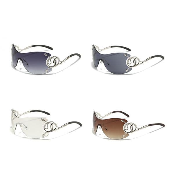 Sunglasses Y2K Style Snake Decorative Rimless Wrap Around Sunglasses for Women Trendy UV Protection Fashion Sunglasses for Daily Wear and Party