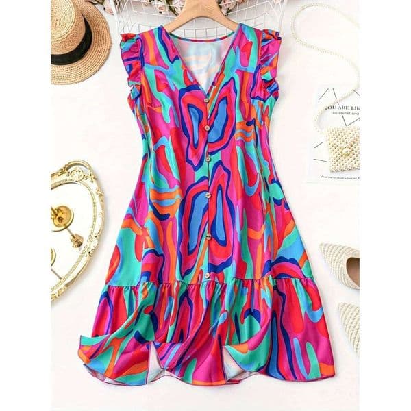 Vacation Flowing Sleeve Ethereal Women's Casual Summer Maxi Bohemian Style Floral Print Loose Fit Dress