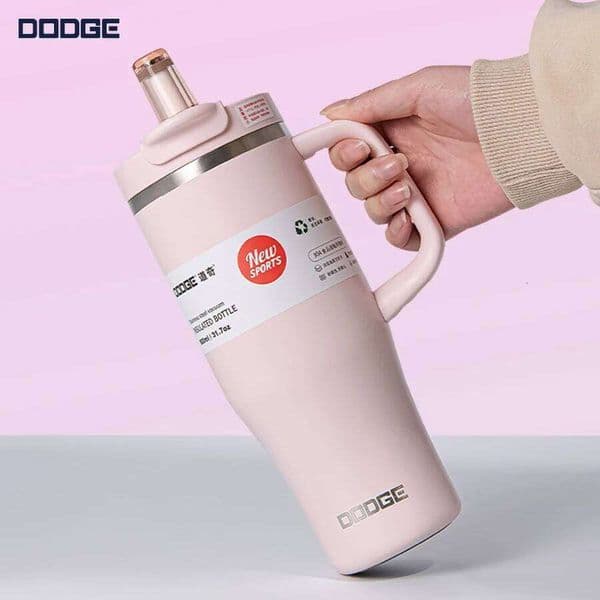 DODGE 30oz/40oz Tumbler Bottle Stainless Steel Car Mug With Handle Straw Thermal Iced Travel Vacuum Insulated Coffee Hot Cup C260128 W260209