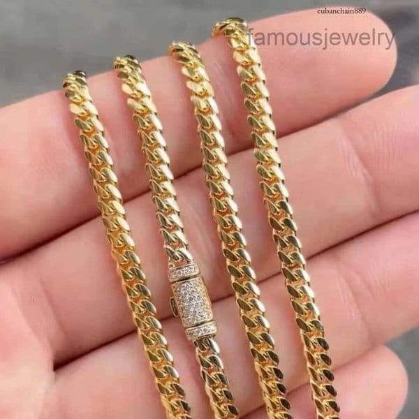 Wholesale 10K 14K Solid Real Gold 8MM Cuban k Chain Bracelet Iced Out Hip Hop Moissanite Necklace Fine Jewelry Men Women thumbnail 2