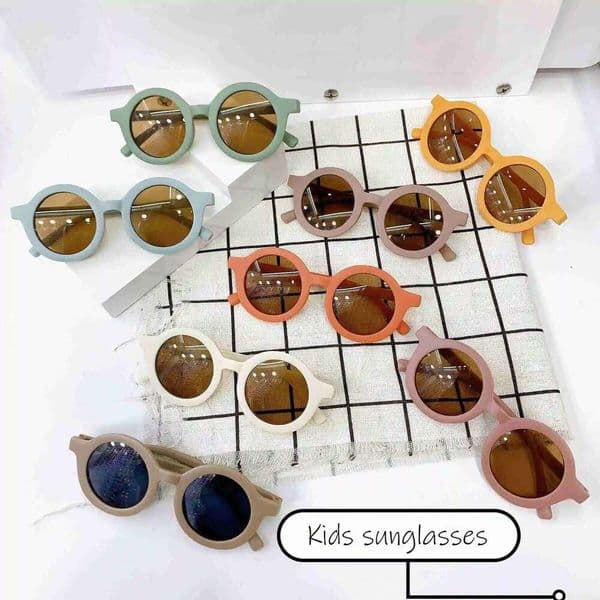 Cartoon Bear parent child frosted glasses new 1-8 year old baby decorative trendy kids Sunglasses Y260127