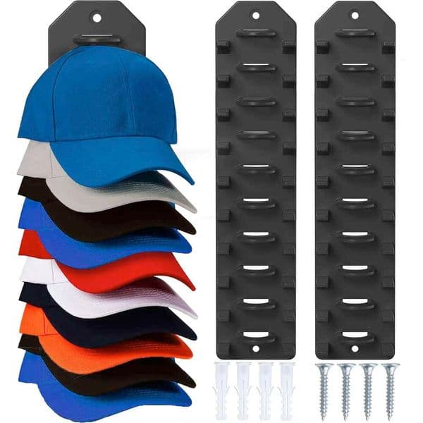 1/2 PCS Baseball Storage with Strong Adhesive, Up to 20 Hats, Door Closet Rack, Multi-Tier Hat Organizer, Two Moun 26Y0128
