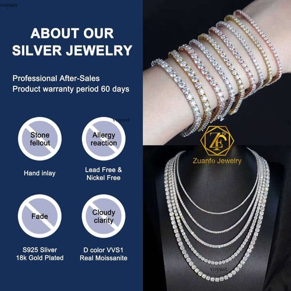 for women Tested 2mm 3mm 4mm 5mm 6.5mm S Sier Women necklace Men jewlery Necklace Silicon Stone Tennis Chain Price
