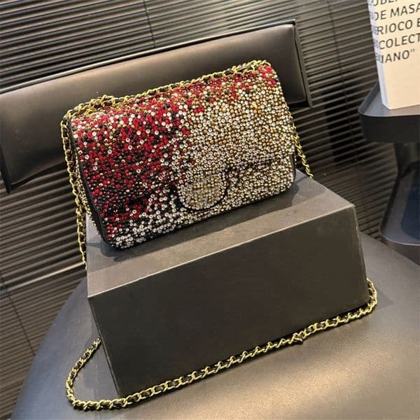 2026 Mini Diamond Chain Bags Glittering Diamonds Designer Bag Beading Shoulder Bags Shiny Bead Purse 5 Colors