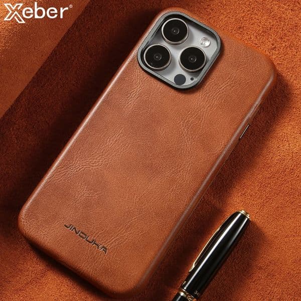 Luxury Ultra Thin Slim Leather For Magsafe Phone Case For iPhone 16 15 14 13 12 17 Pro Max Plus Shockproof Bumper Business Cover 260127