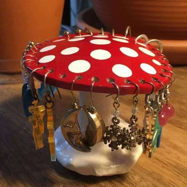 Fashion Mushroom Shape Earring Holder 26 Holes Earrings Storage Display Rack Home Desktop Ornament Stand Resin Organizer 26H0128