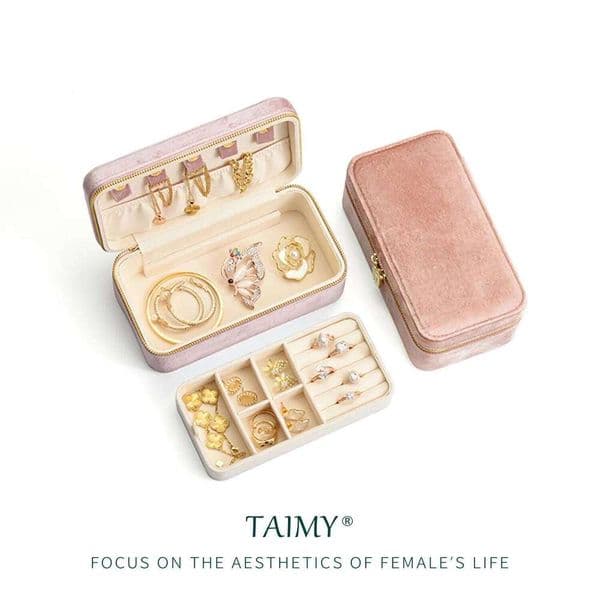 Sakura Pink Velvet Jewelry For Women Pendants Ring Earrings Key Organizer Personalized Gifts Custom Logo Travel Storage Box 26H0128