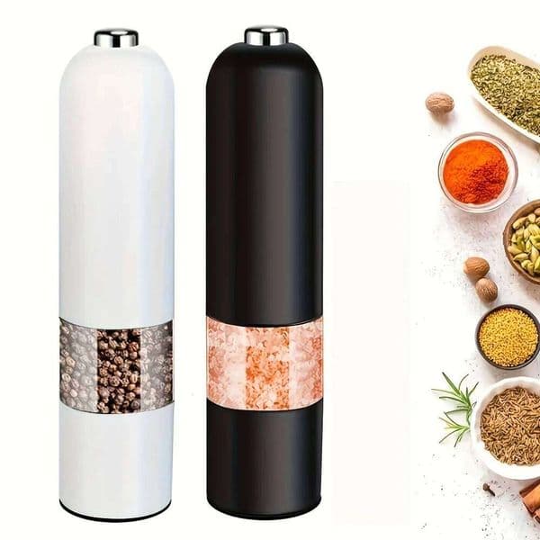 1/2pcs Automatic Salt Pepper Grinder Set Adjustable Coarseness One-Button Electric Spice Mill for Kitchen Cooking BBQ Grill Tool 26Y0128