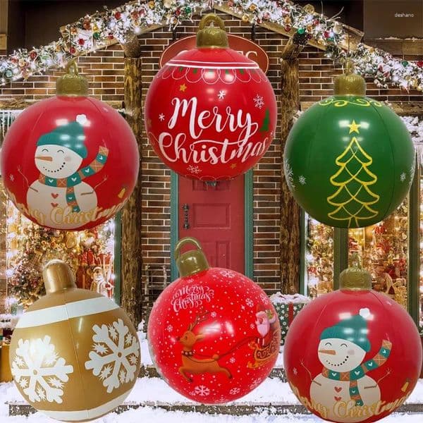 Party Decoration 32 Inch Giant PVC Inflatable Christmas Ball Ornaments Outdoor Large Xmas Blow Decorations For