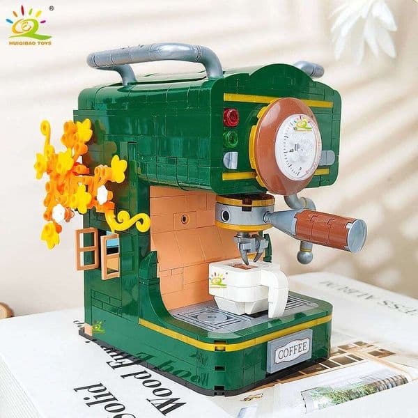 HUIQIBAO Simulation machine Model Micro Building Blocks Mini Bricks Coffee Maker Puzzle Assemble Children Toys Desk Home Y260127