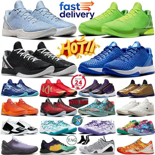 With Box Youth's Black Mamba 9 8 6 5 4 Potro Reverse Grinch Basketball Shoes Outdoor Sports Mambacita Dodgers X-Ray Easter Del Sol for Men Women Trainers Sneakers 36-46