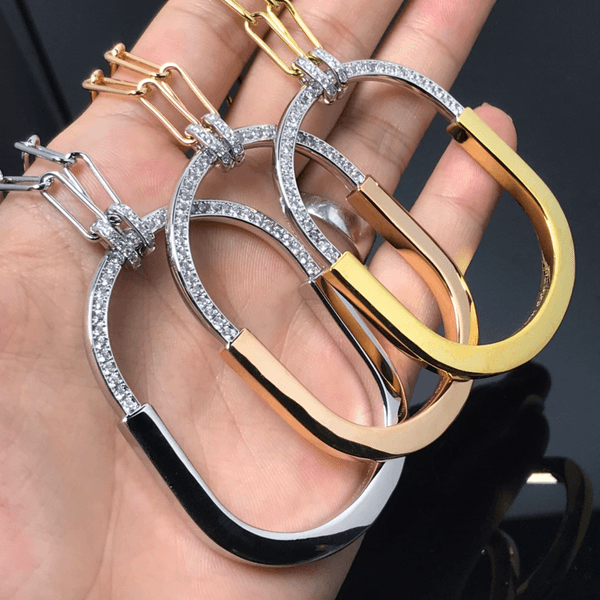 Necklace for women men Luxury designer jewelry high end fashion chain Classic ladies U shaped pendant necklace accessories Full Diamond
