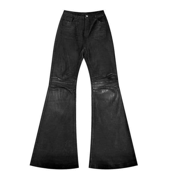 American Retro Heavy Industry High Street Coated Micro-Flared For Men And Women Black Gothic Vintage Casual Loose Jeans C260205
