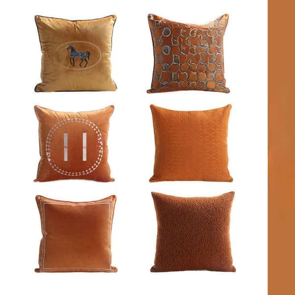 Modern Minimalist Orange-Red Striped Embroidery Craft Pillowcase Cushion For Living Sofa Model Room Sales Office Soft Decoration B2 Y260520