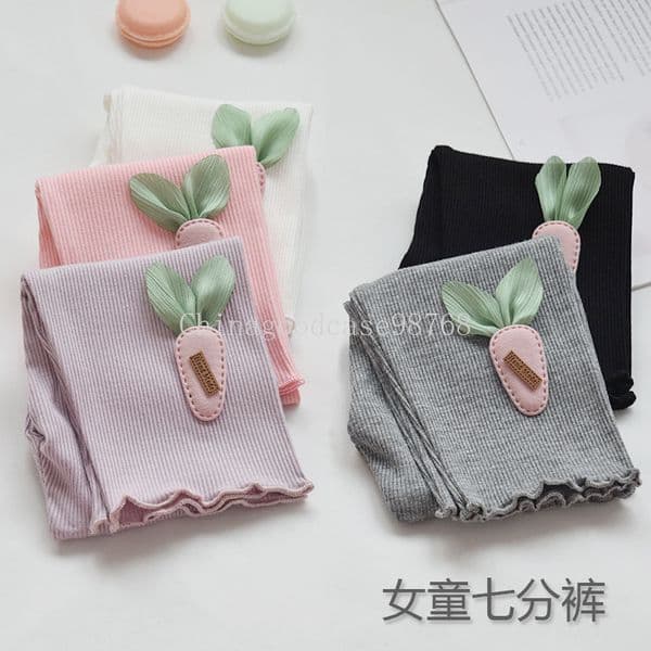 Summer Autumn Kids Fashion Capri Pants Sweet Cute Cartoon Appliques Leggings 1 Pc 2-7 Years Girls Daily Home Casual Clothes