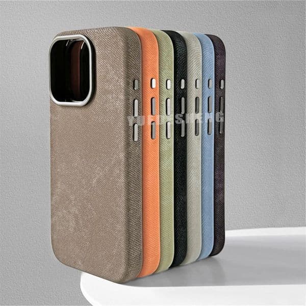 Luxury For MagSafe Fiber Leather Shockproof Case For iPhone 17 16 15 14 Plus 13 12 Pro Max Magnetic Wireless Charge Back Cover 260127
