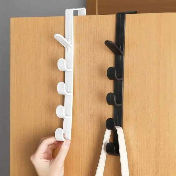 The Door Multi-Functional Coat Hanger Rack with 5 , No Drilling Closet Organizer for Bags Clothes,Space-Saving Home 26Y0128