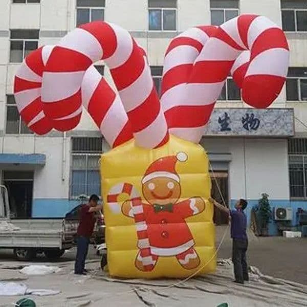 Free delivery 6m/20ft Large Christmas Inflatables Ornaments Giant Candy Canes Xmas Gift Box for Party holiday Decorations