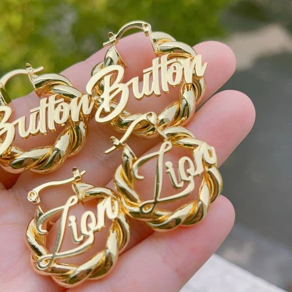 DUOYING Custom Name Hoop Earrings Personalized Mini Twist 25mm Letters Hoops Earring For s Jewelry Gift 260126