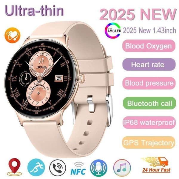 2025 New NFC Smart Watch Ladies 466*466 HD Screen Health Tracker Sports Voice Bluetooth Call Smartwatch Women For Android ios X260128