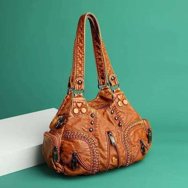 Vintage PU Leather Shoulder Bag Multi Pocket Handbags for Women Casual Large Capacity Girl Retro Crossbody Hobo Bags Z260128