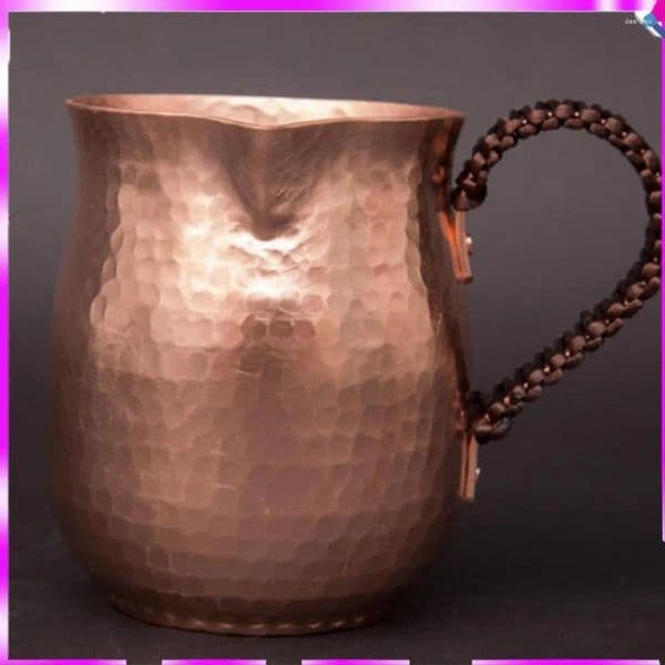 Mugs N96R 800Ml Pure Copper Latte Pitcher Milk Cup Mug Water Pots Kettles Hammer Handcraft Drinkware Tableware