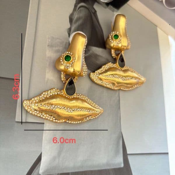 Designer Good Quality Real 18K Gold Plated Nose and eyes CZ Brass Schiaparelli Stamp Stud Earrings Jewelry EH2319
