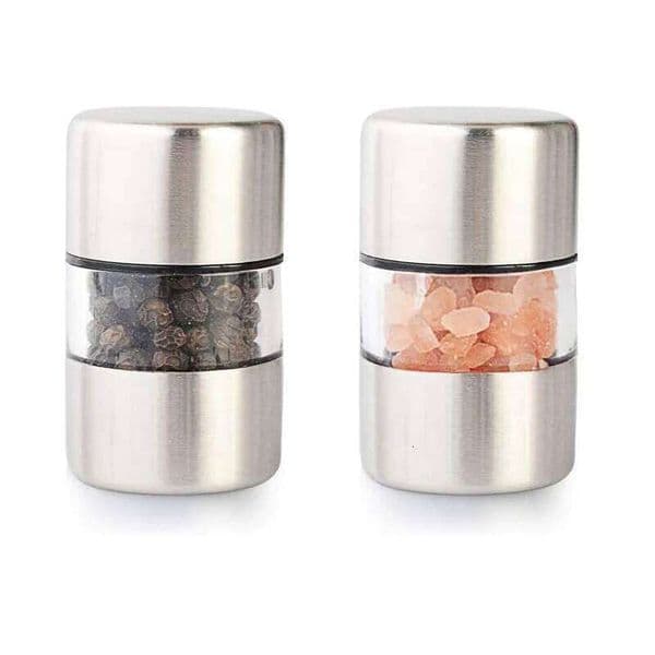 Double-head Two-in-one Black and White Pepper Grinder, Household Stainless Steel Manual Small Sea Salt Grinding Bottle 26H0129