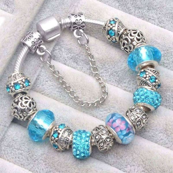Christmas Gift Crystal Round Charm Fits Original Beads Bracelets Bangles For Women Couple Pulsera Jewelry H260129