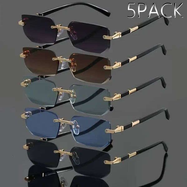 5pcs Metal Fashion Glasses Frameless Square Retro Classic Trendy Stylish | Suitable For Summer Party And Holiday Gifts 2333 H260129
