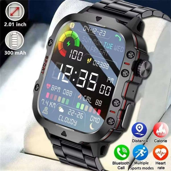 KESHUYOU Outdoor Sports 2.01 inch HD Screen LED Flashlight Bluetooth Talking Smart Watch for Men Women Holiday Gifts X260128