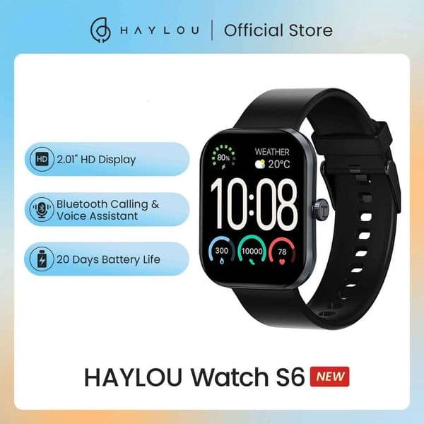 HAYLOU S6 2.01" HD Display Smart Watch Bluetooth Voice Callings IP68 Waterproof Fitness Tracking Smartwatch X260128